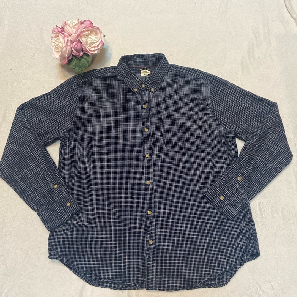 BRIDGE & BURN Slim Fit Size XXL Button Down Shirt Navy & White